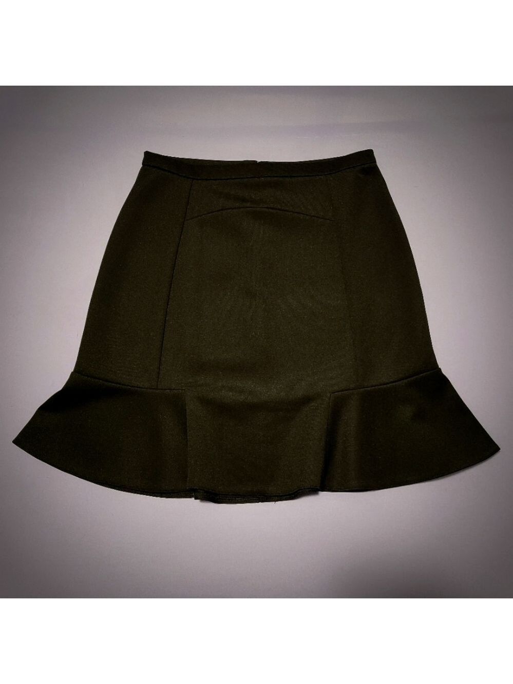 WHIMSIGOTH SKIRT TIERED RUFFLE HEM ZIP-UP BLACK MIDI LENGTH VINTAGE 90s WOMENS